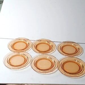 VTG 30s Fostoria Fairfax Peach Depression Glass Translucent Salad Dessert Plates